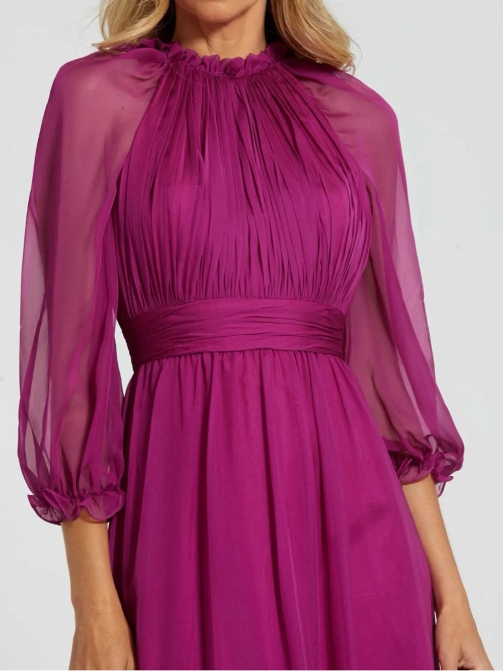 Mac Duggal Pleated High Neck Maxi Dress - Picture 3 of 3